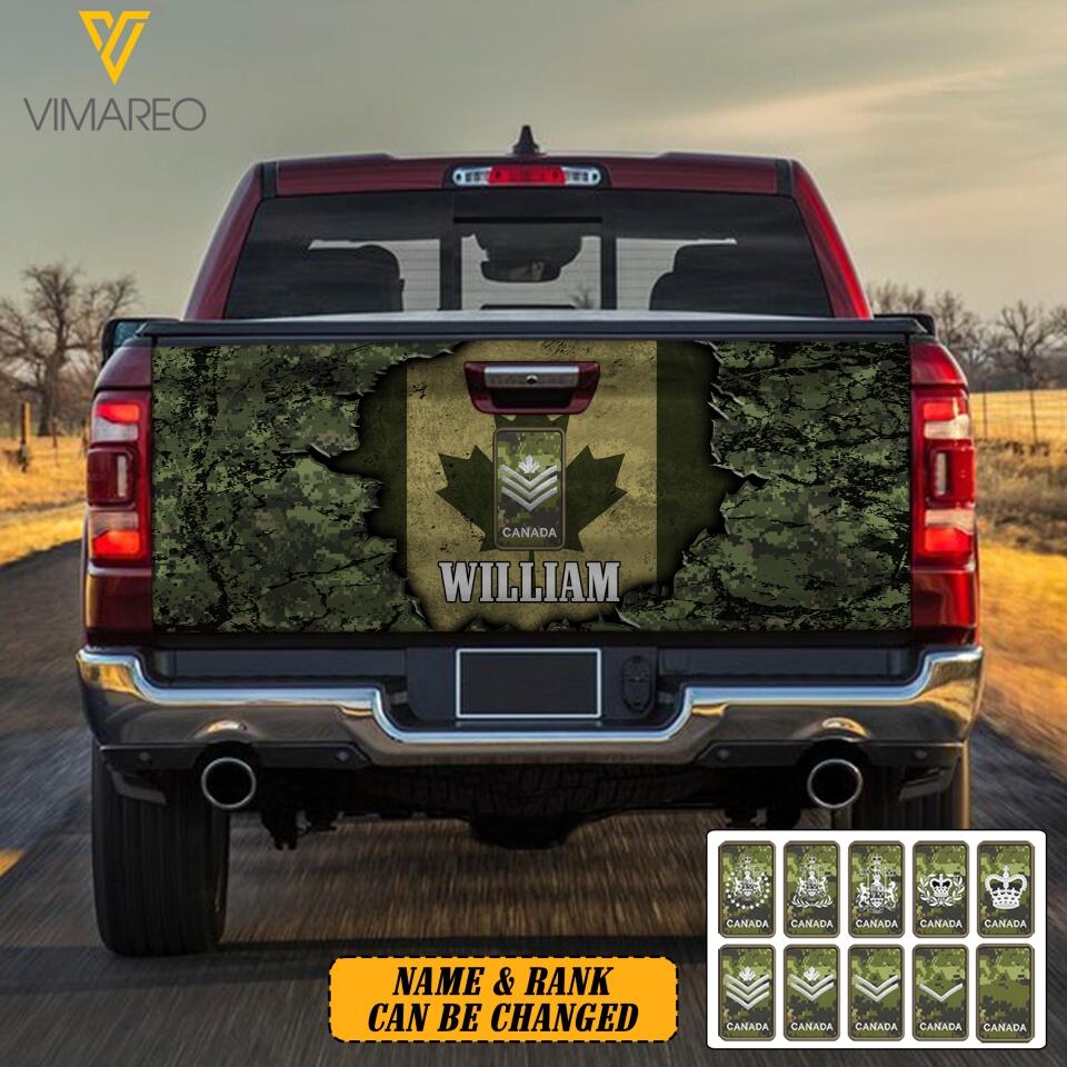 DH Personalized Canadian Soldier Camo Tailgate Decal Printed DT1504