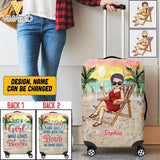 DH Personalized Just A Girl Love Beach Cabin Suitcase Printed HQ1904