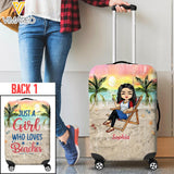 DH Personalized Just A Girl Love Beach Cabin Suitcase Printed HQ1904