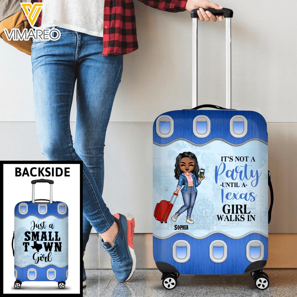 DH Personalized Texas Girl Walks In Cabin Suitcase Printed DT1904