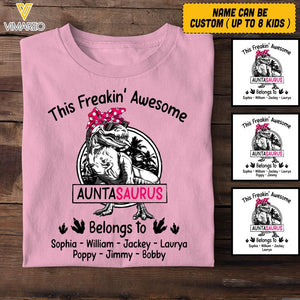 Personalized This Freakin' Awesome Auntasaurus Kid Tshirt Printed 22APR-HQ22