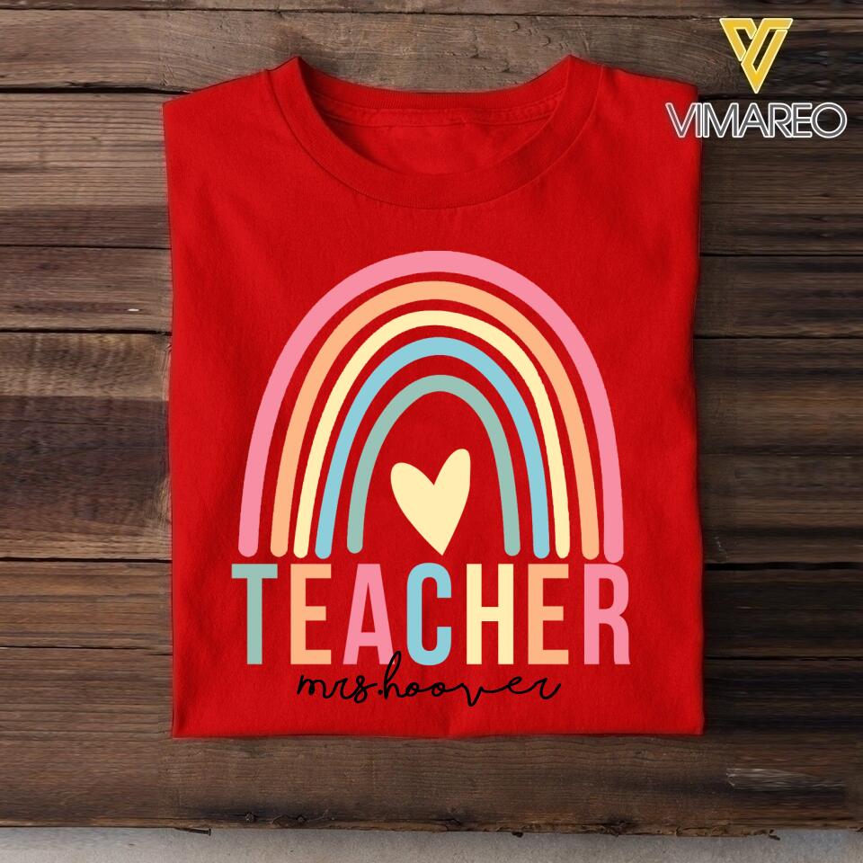 PERSONALIZED TEACHER RAINBOW TSHIRT QTDT2704