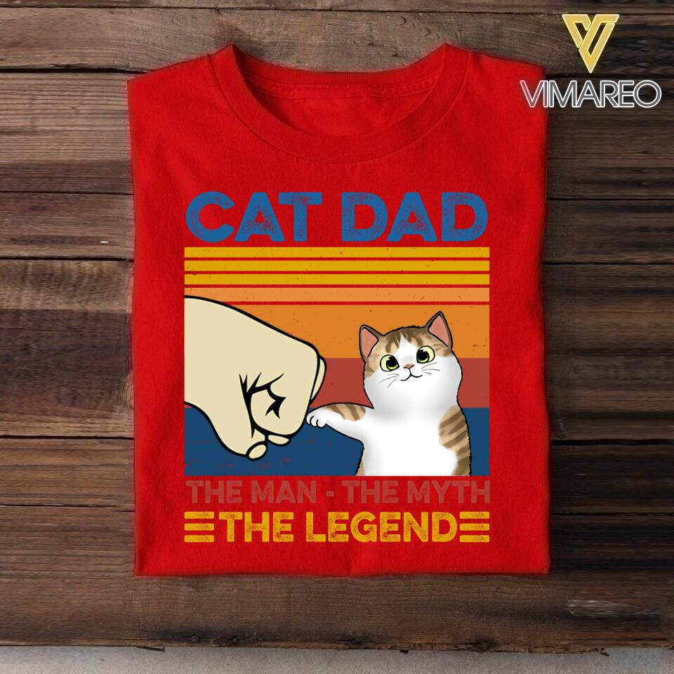 PERSONALIZED CAT DAD THE MAN THE MYTH THE LEGEND TSHIRT QTDT2804