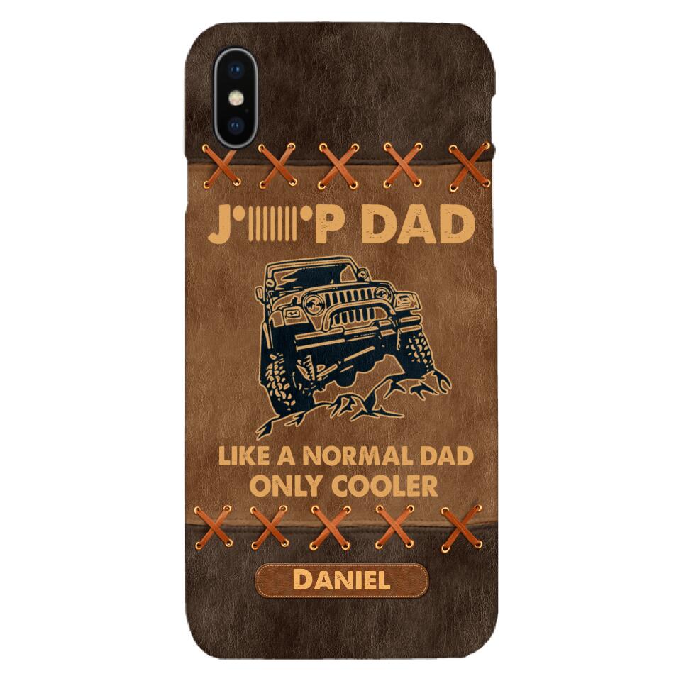 Personalized Jeep Dad Leather Print Phonecase Father's Day Gifts