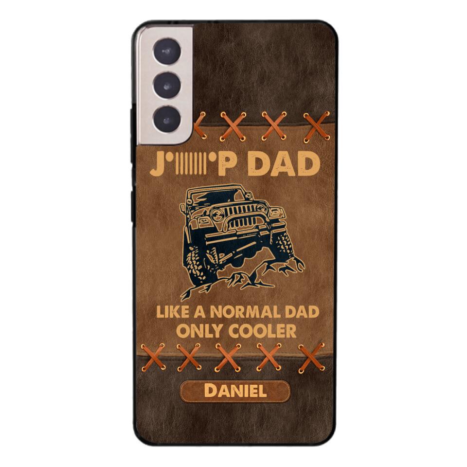 Personalized Jeep Dad Leather Print Phonecase Father's Day Gifts