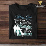 PERSONALIZED MAY GIRL STEPPING INTO MY BIRTHDAY LIKE A BOSS TSHIRT QTDT2904