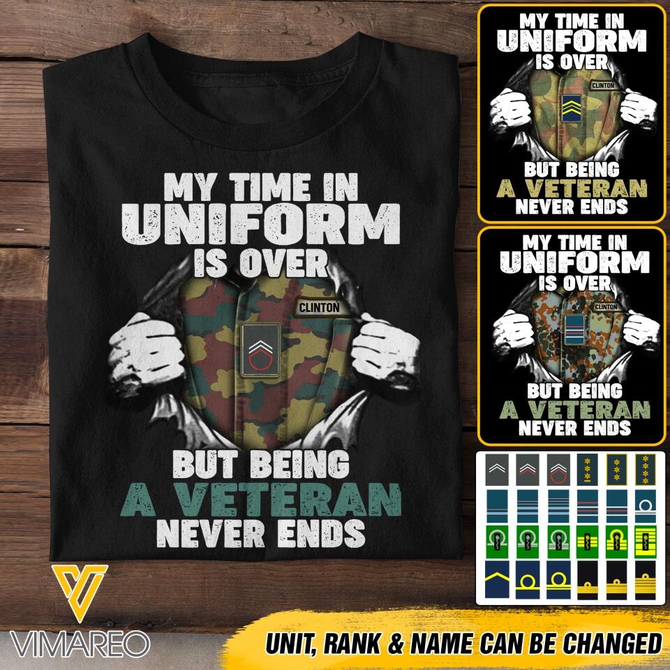 Personalized Belgian Veterans/Soldier Tshirt Printed 22APR-DT29