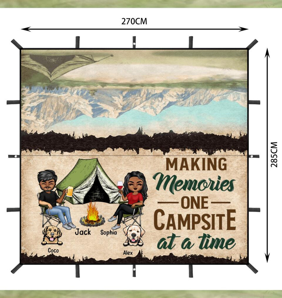 PERSONALIZED MAKING MEMORIES ONE CAMPSITE AT A TIME CAMPING WATERPROOF TARP COVER QTVQ0405