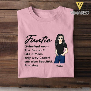 PERSONALIZED FUNTIE THE FUN AUNT LIKE A MOM TSHIRT NQVQ0705