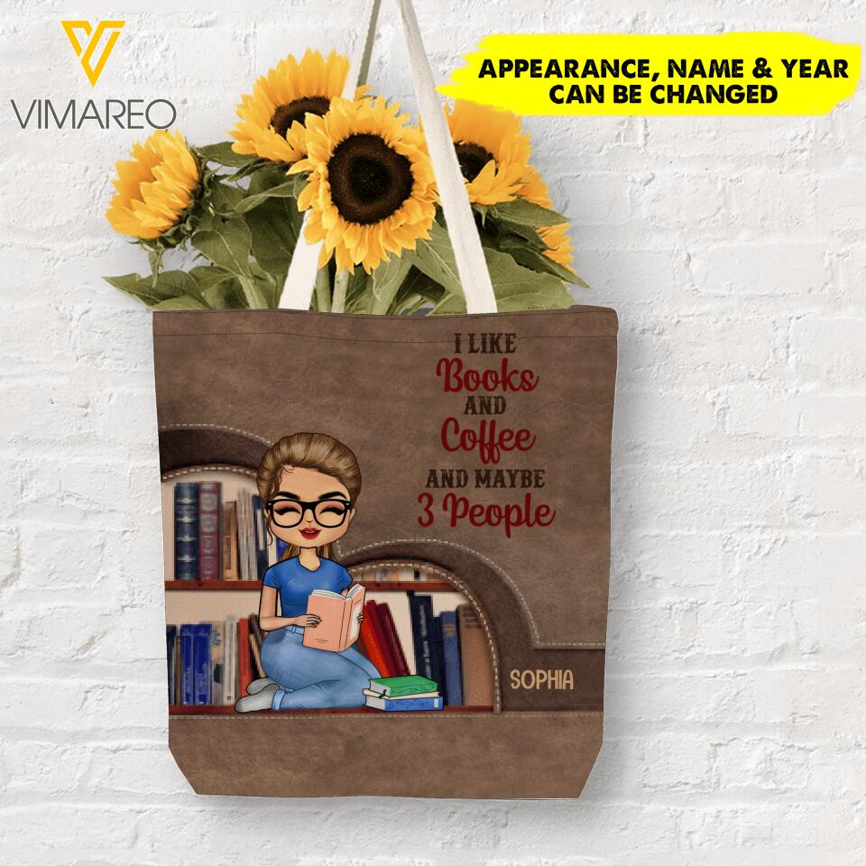 PERSONALIZED BOOK GIRL TOTE BAG NQTN1005