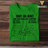 PERSONALIZED ONLY AN AUNT CAN GIVE HUGS LIKE A MOTHER KID NAME HAND TSHIRT NQHC1105