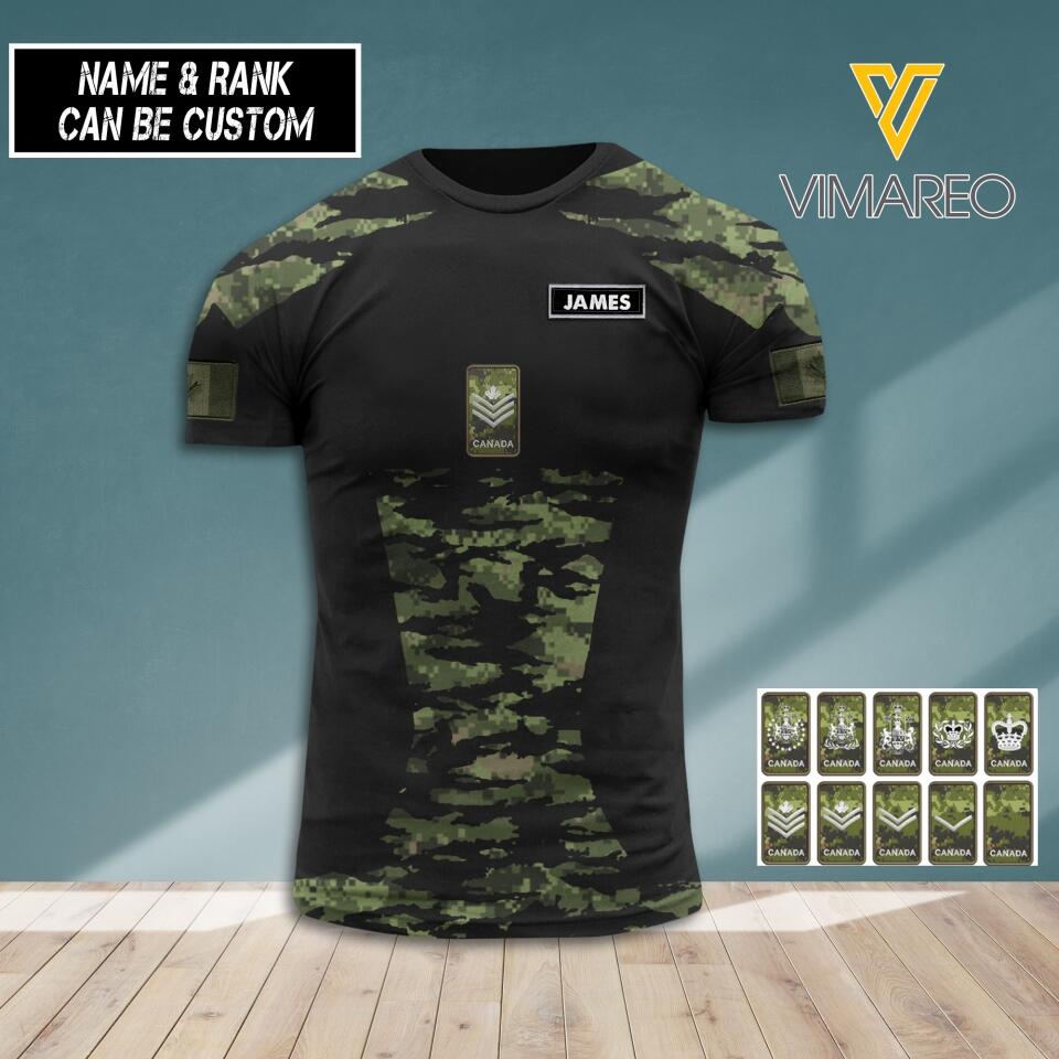 PERSONALIZED CANADIAN ARMY RANK HOODIE OR TSHIRT 3D PRINTED QTHC1205