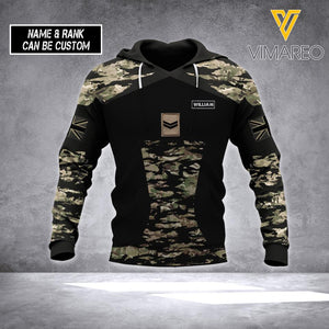 PERSONALIZED UK ARMY RANK HOODIE OR TSHIRT 3D PRINTED QTHC1205
