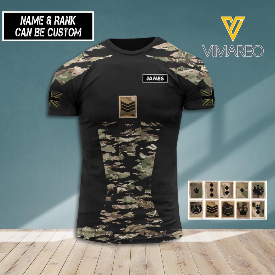PERSONALIZED UK ARMY RANK HOODIE OR TSHIRT 3D PRINTED QTHC1205