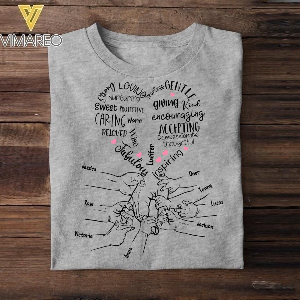PERSONALIZED AUNT FAMILY KID NAME HAND TSHIRT NQHC1205