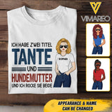 Personalisiert Tante Und Hundemutter Tshirt Gedruckt 22MAY-LN13