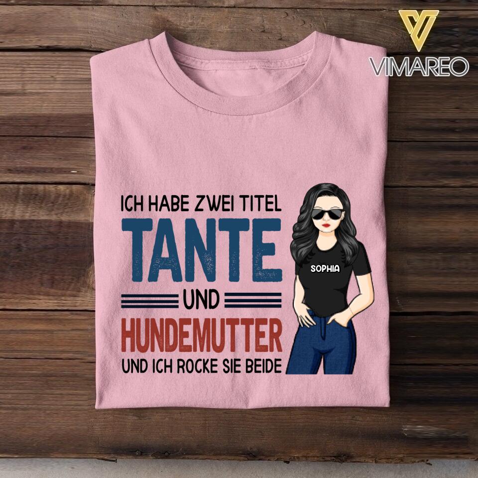 Personalisiert Tante Und Hundemutter Tshirt Gedruckt 22MAY-LN13