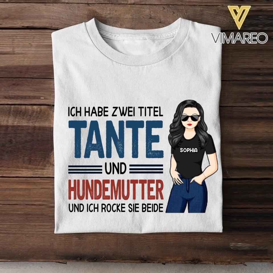 Personalisiert Tante Und Hundemutter Tshirt Gedruckt 22MAY-LN13