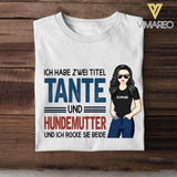 Personalisiert Tante Und Hundemutter Tshirt Gedruckt 22MAY-LN13
