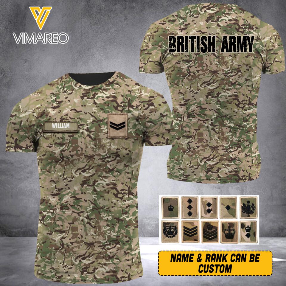 DH Personalized British Soldier Tshirt 3D Printed HQ1305