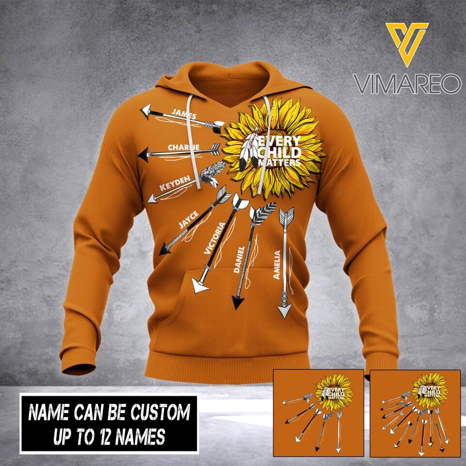 PERSONALIZED EVERY CHILD MATTERS SUNFLOWER KID NAME  HOODIE OR TSHIRT 3D PRINTED QTHC1705