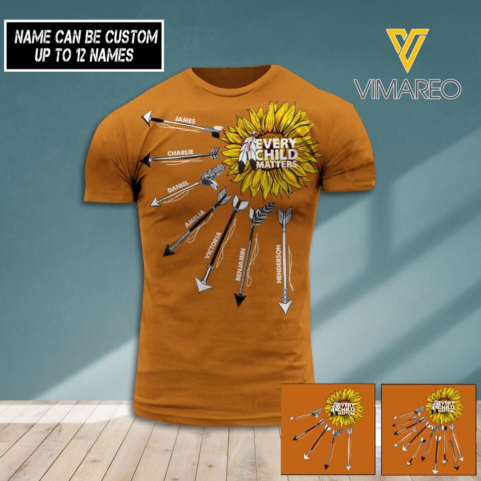 PERSONALIZED EVERY CHILD MATTERS SUNFLOWER KID NAME  HOODIE OR TSHIRT 3D PRINTED QTHC1705
