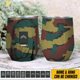 Personalized Belgian Army Camo Wine Tumbler Printed 22MAY-LN18