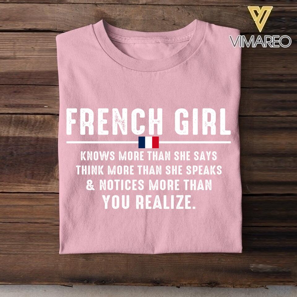 DH Personalized French Girl Tshirt Printed DT1805
