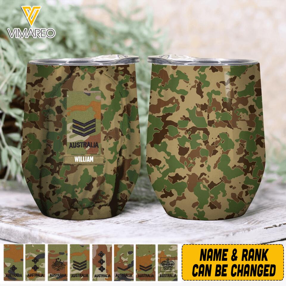 Personalized Australian Army Camo Wine Tumbler Printed 22MAY-LN18