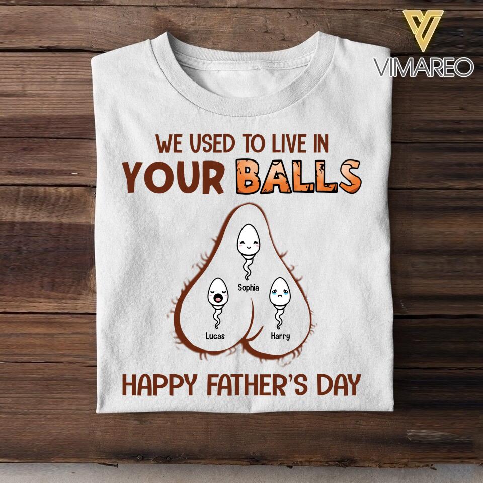 PERSONALIZED WE USED TO LIVE IN YOUR BALL HAPPY FATHER'S DAY TSHIRT NQVQ1605