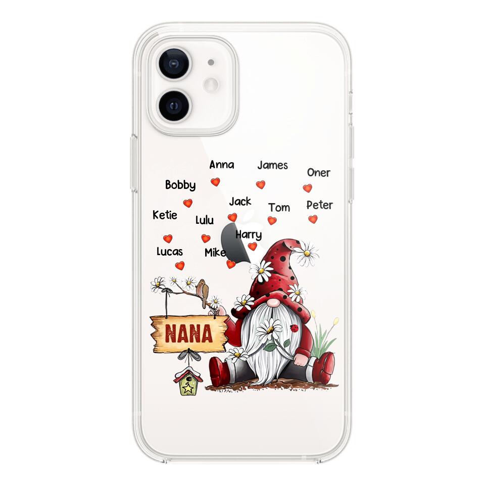 PERSONALIZED TRANSPARENT SILICONE PHONECASE GRANDMA KIDS
