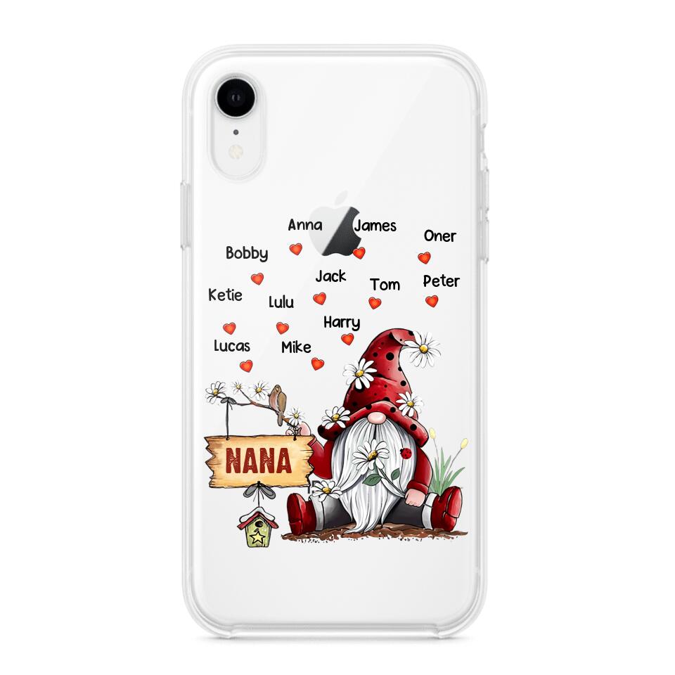 PERSONALIZED TRANSPARENT SILICONE PHONECASE GRANDMA KIDS