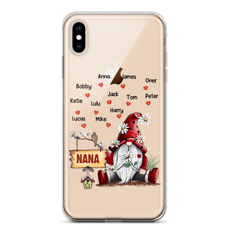 PERSONALIZED TRANSPARENT SILICONE PHONECASE GRANDMA KIDS