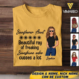 PERSONALIZED SUNFLOWER AUNT BEAUTIFUL RAY OF FREAKING SUNSHINE TSHIRTS QTVQ2305