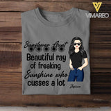PERSONALIZED SUNFLOWER AUNT BEAUTIFUL RAY OF FREAKING SUNSHINE TSHIRTS QTVQ2305