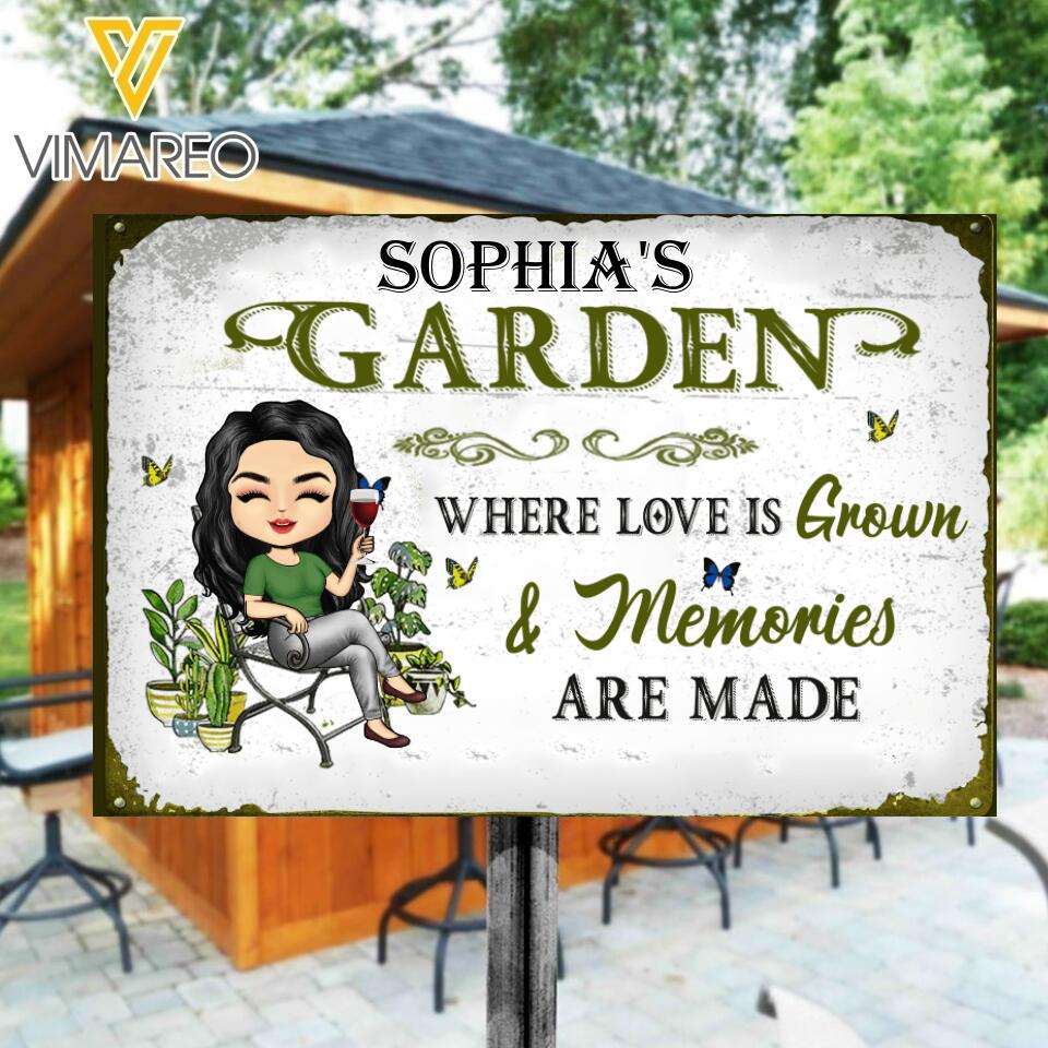 PERSONALIZED GARDEN WHERE LOVE IS GROWN MEMORIES ARE MADE MENTAL SIGN NQHC2305