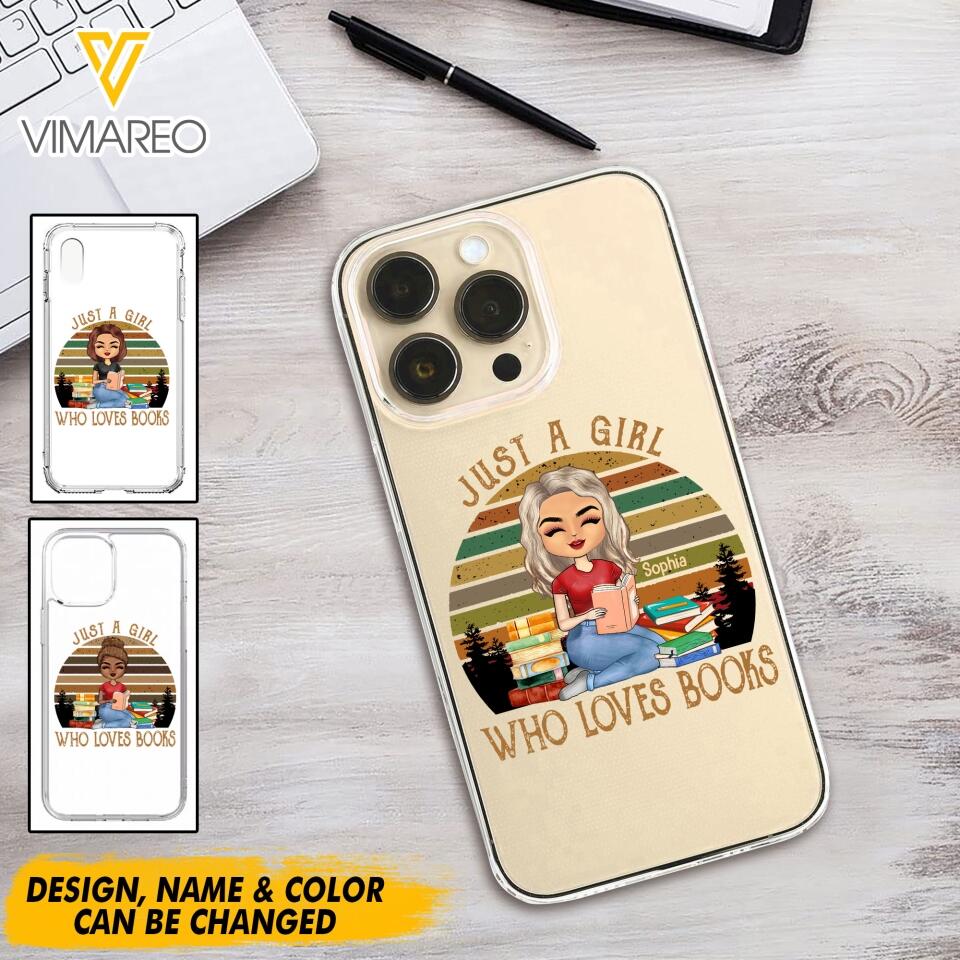 PERSONALIZED JUST A GIRL WHO LOVES BOOKS SILICON PHONECASE NQTN2405