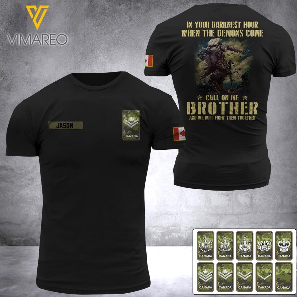 DH Personalized Canadian Soldier Tshirt 3D Printed DT2505