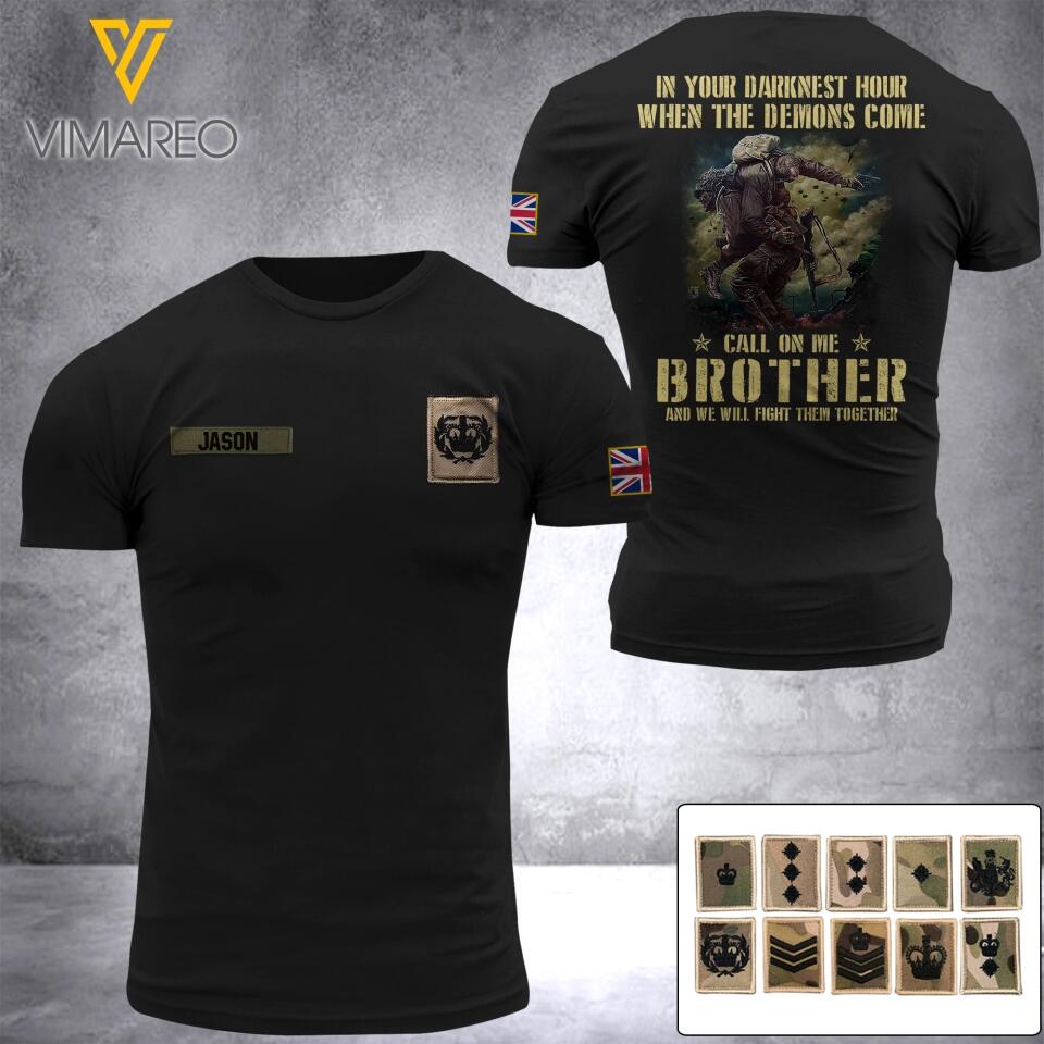 DH Personalized British Soldier Tshirt 3D Printed DT2505
