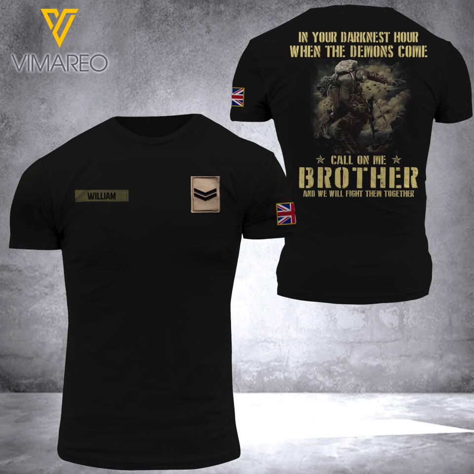 DH Personalized British Soldier Tshirt 3D Printed DT2505