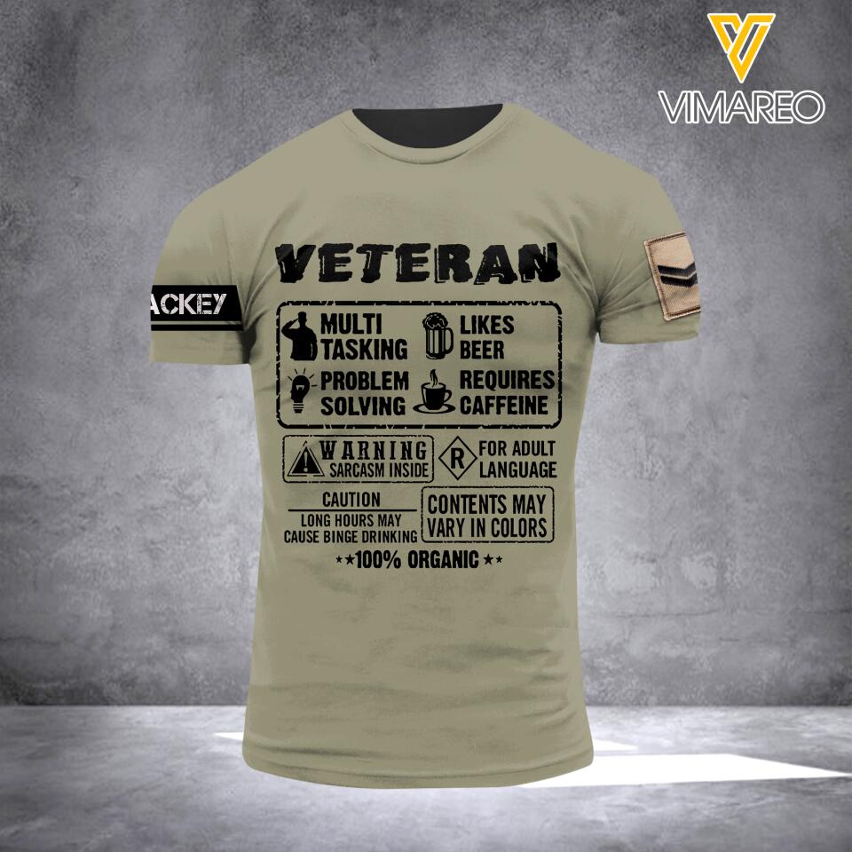 DH Personalized British Veterans/Soldier Tshirt 3D Printed HQ2605