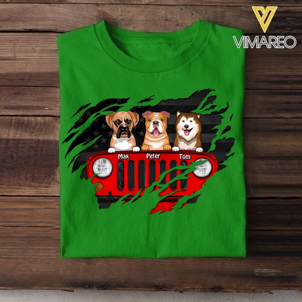 Personalized Jeep Dog Tshirt Printed 22MAY-DT30