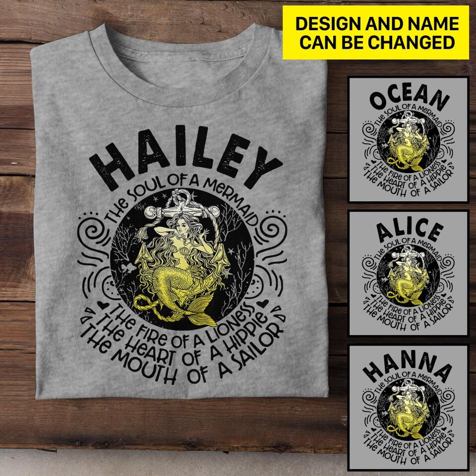 Personalized Girl The Soul Of A Mermaid Tshirt Printed 22JUN-HY01