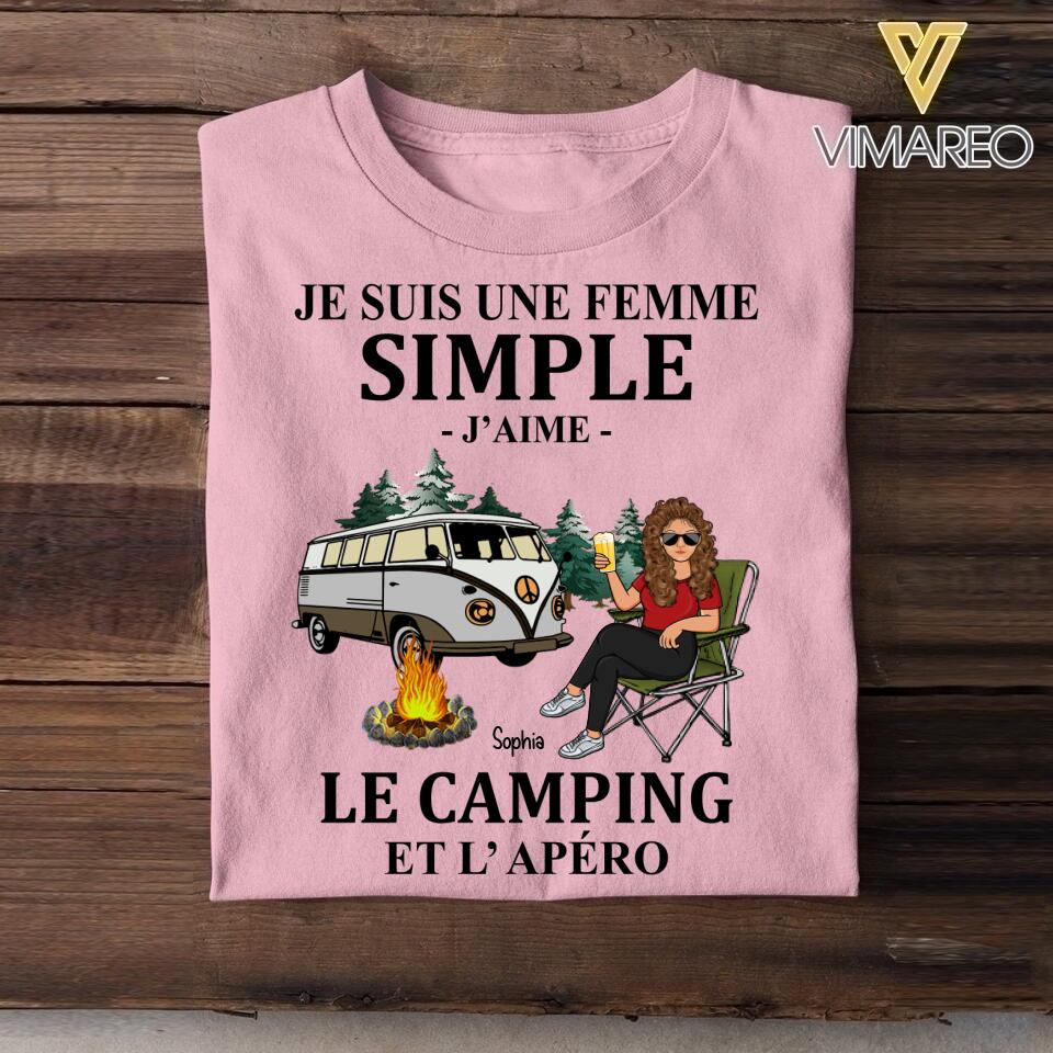 Personalized Camping Girl Tshirt Printed 22JUL-DT02