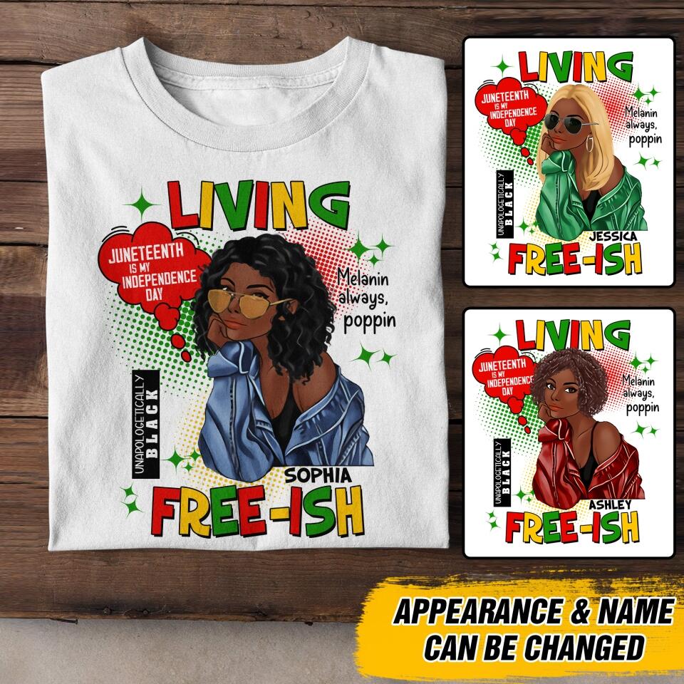 Personalized juneteenth-free ish Tshirt Printed QTDT306