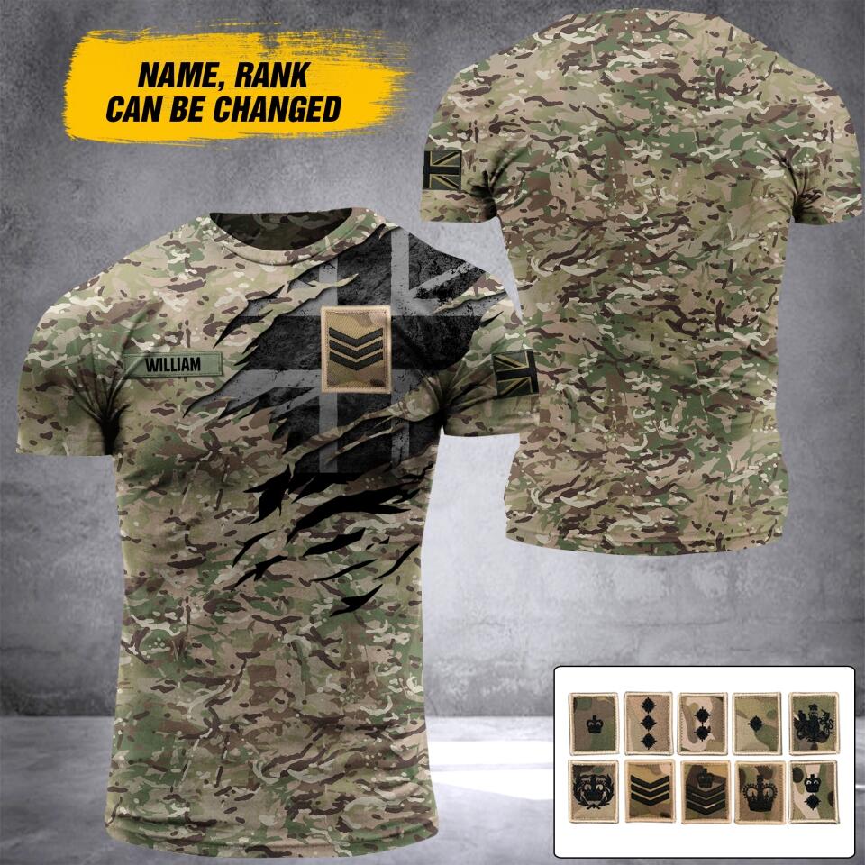 DH Personalized British Veterans/Soldier Tshirt 3D Printed DT0406