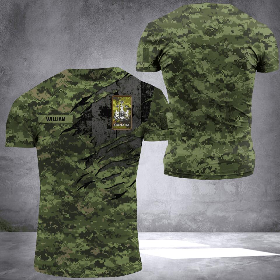 DH Personalized Canadian Veterans/Soldier Tshirt 3D Printed DT0406