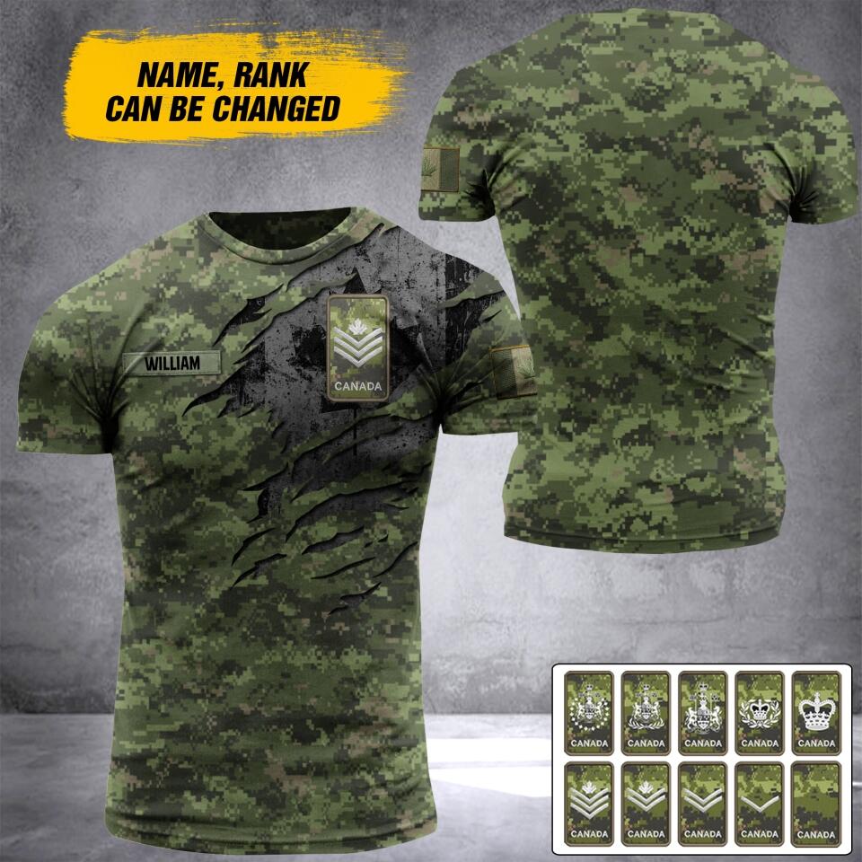 DH Personalized Canadian Veterans/Soldier Tshirt 3D Printed DT0406