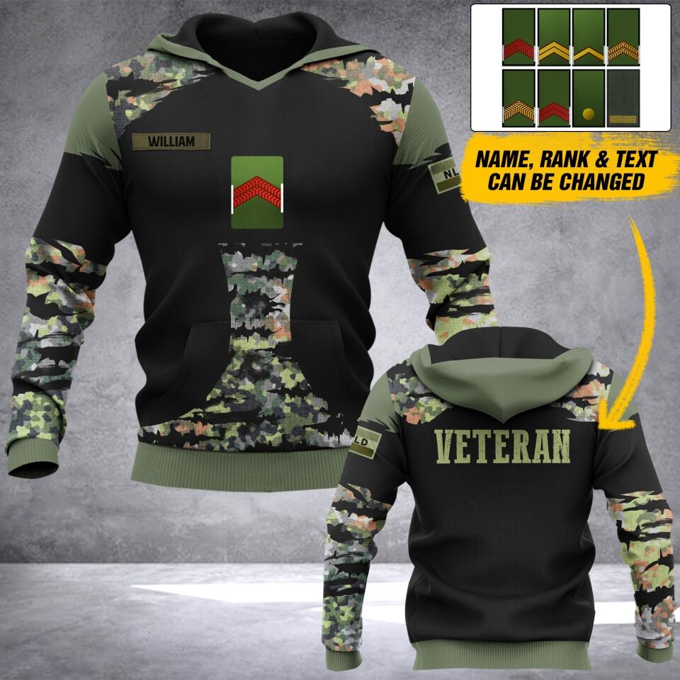 Personalized Netherland Veteran Camo Hoodie 3D Printed QTDT0406