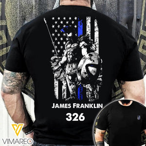 Personalized US Thin Line Blue Tshirt Printed 22Feb-HQ09